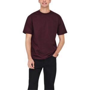 Only & Sons Heren T-shirt – Bordeaux - Afbeelding 1