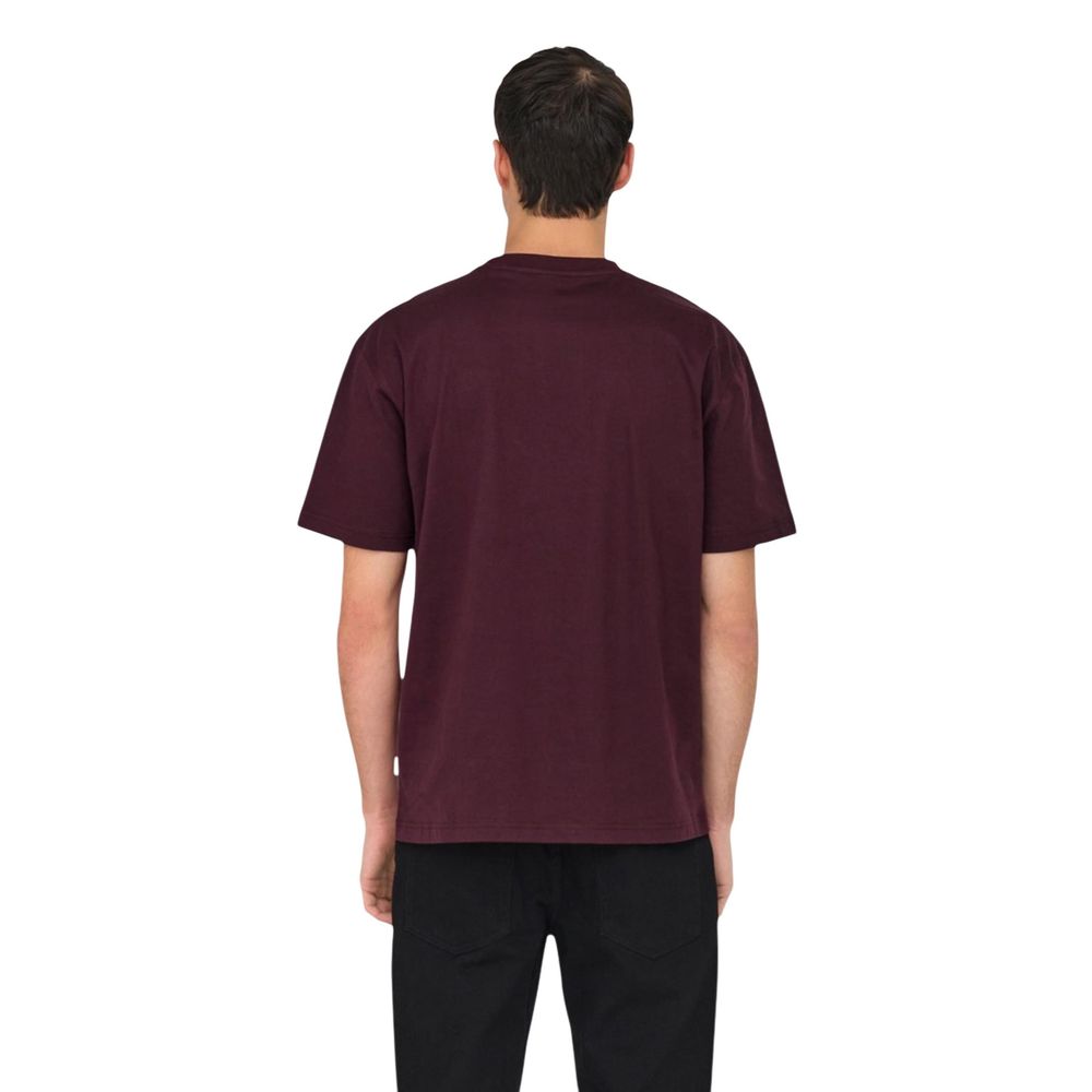 Only & Sons Heren T-shirt – Bordeaux