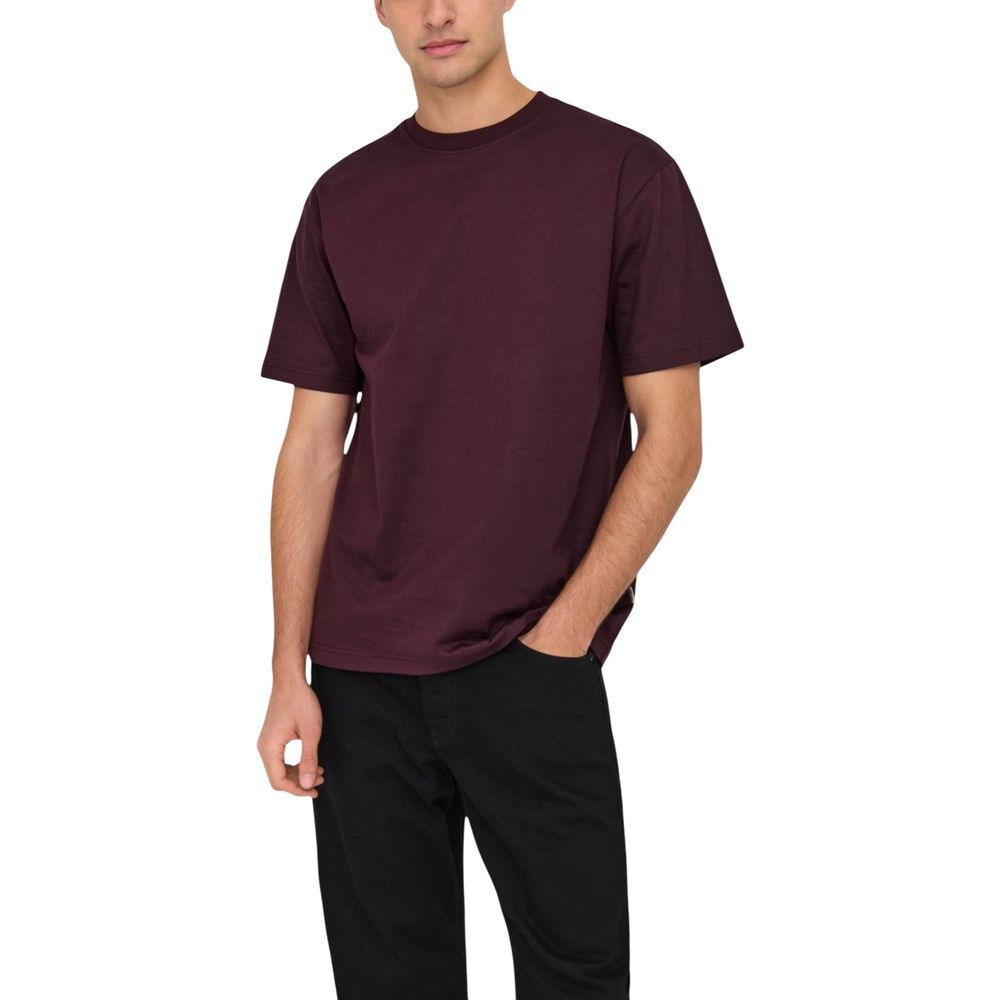 Only & Sons Heren T-shirt – Bordeaux