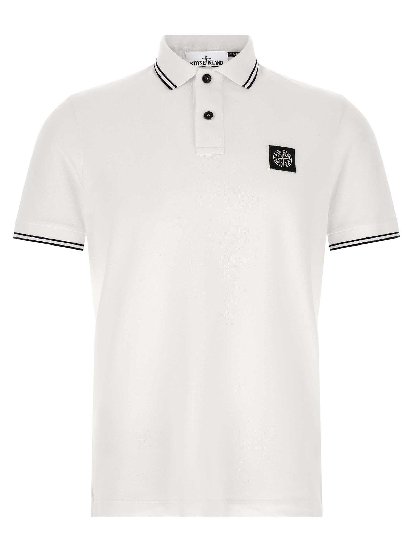 Stone Island Heren Poloshirt – Wit/Zwart - Afbeelding 1
