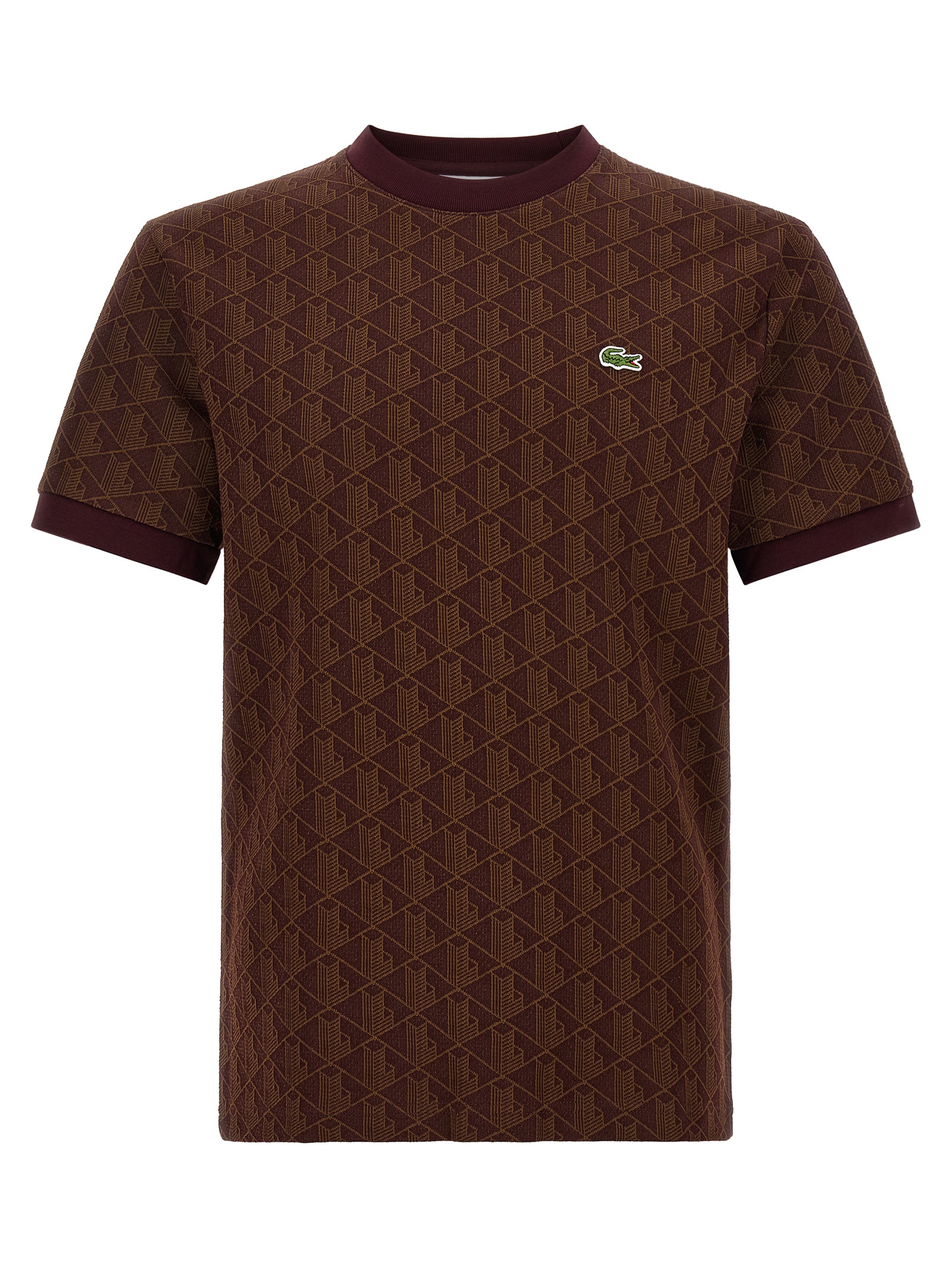 Lacoste Heren T-Shirt – Bruin Monogram - Afbeelding 1