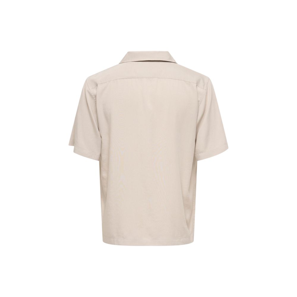 Only & Sons Heren Overhemd Korte Mouw – Beige