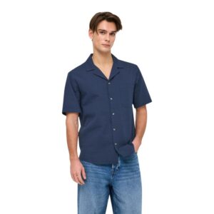 Only & Sons Heren Overhemd Korte Mouw – Blauw - Afbeelding 1