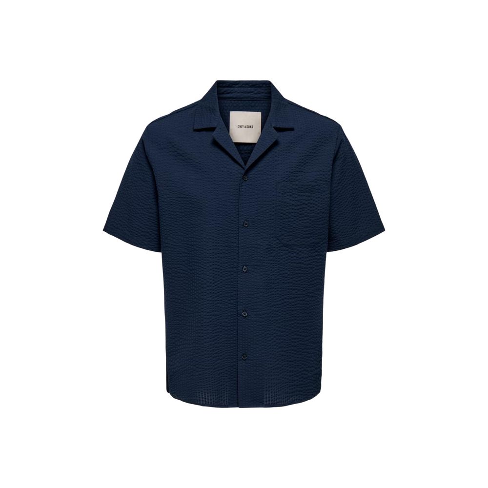 Only & Sons Heren Overhemd Korte Mouw – Blauw