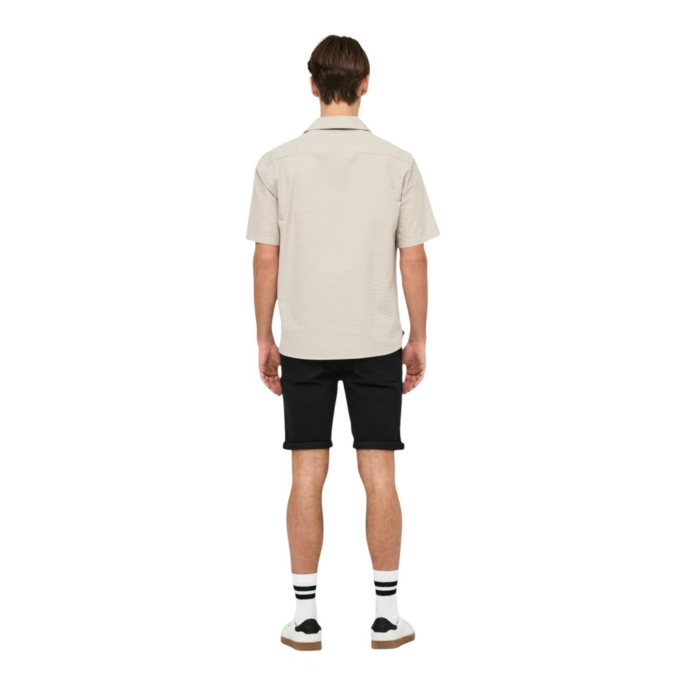 Only & Sons Heren Overhemd Korte Mouw – Beige