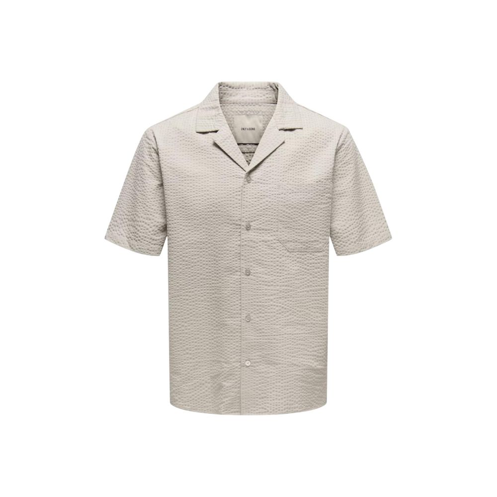 Only & Sons Heren Overhemd Korte Mouw – Beige