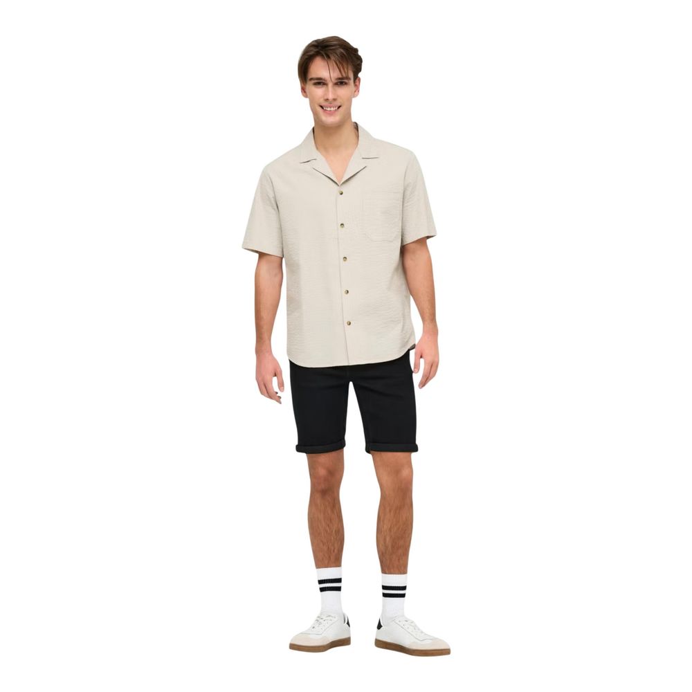 Only & Sons Heren Overhemd Korte Mouw – Beige
