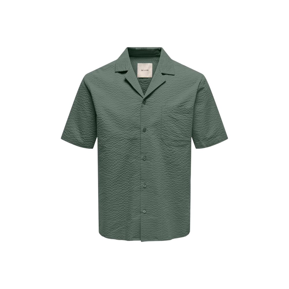 Only & Sons Heren Overhemd Korte Mouw – Groen