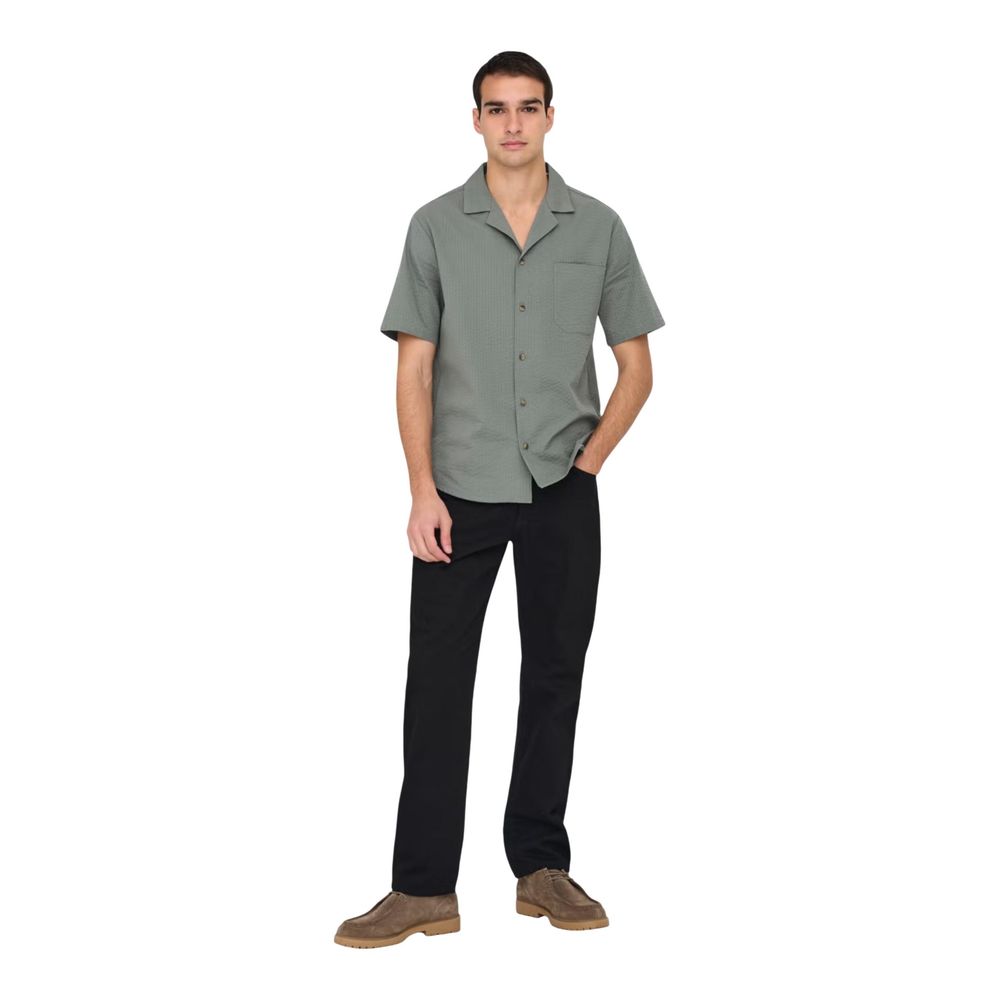 Only & Sons Heren Overhemd Korte Mouw – Groen